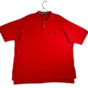 Polo Ralph Lauren Mens Polo Shirt Size L Red Cotton Black Pony Logo Short Sleeve